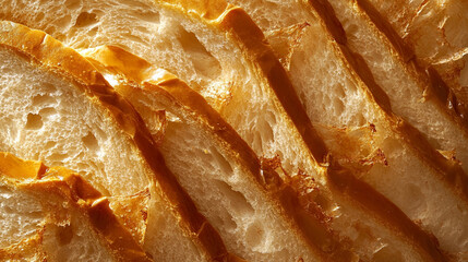Golden Crust Sliced Bread Close-Up Texture Background