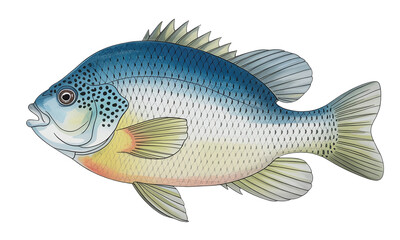 Realistic Watercolor Illustration of a Bluegill Sunfish