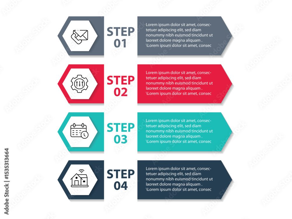 Poster 4 steps infographic design template with place for your data. vector illustration.