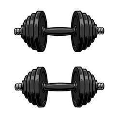 Fototapeta premium Metal dumbbell isolated on white background. Vector illustration.