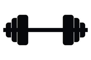 Dumbbell black silhouette icon. Dumbbell logo vector symbol. Gym heavy strength training dumbbell line pictograms. Vector illustration. 