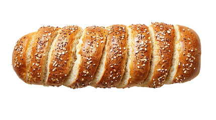 Seeded Sliced Loaf of Bread with Golden Crust Isolated on Png Background