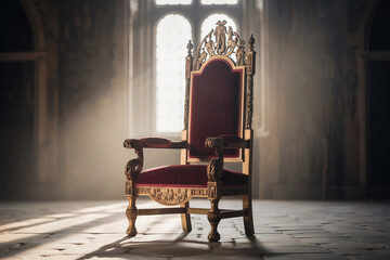 antique royal chair in the room