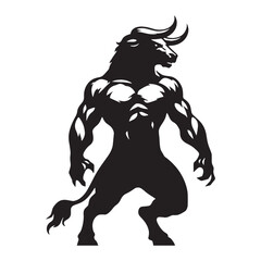Timeless Minotaur Legend of the Underworld Design with Crude Aesthetics and Mythical Charm - minotaur silhouette - minotaur vector - silhouette of minotaur - Minotaur illustration
