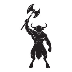 Fantasy Minotaur Mythical Hybrid Figure Vector with Unique Characteristics and Grandeur - minotaur silhouette - minotaur vector - silhouette of minotaur - Minotaur illustration
