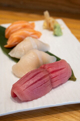 Assorted Sashimi on Elegant White Plate