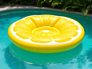 Inflatable pool float shaped like lemon