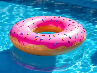 Obraz premium Inflatable pool float shaped like donut