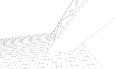 Futuristic Wireframe Skyscrapers – Abstract 3D Architectural Cityscape with Modern Geometric Structures
