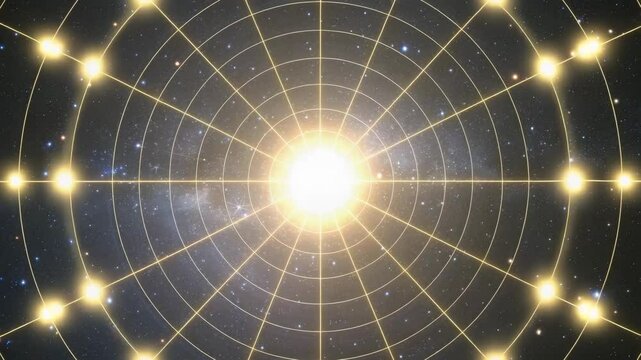 Fortune teller and horoscope concpet ,Radiant Star in Cosmic Grid Celestial Journey Through Galaxy of Light and Wonder