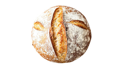 Artisan Sourdough Bread Loaf with Deep Crust Scoring on Transparent Background