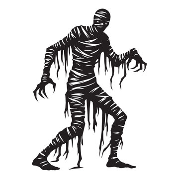 Striking Vector Mummy Pharaonic Undead Being Concept Image with Immovable Bearing and Regal Decay - mummy silhouette - mummy vector - silhouette of mummy
