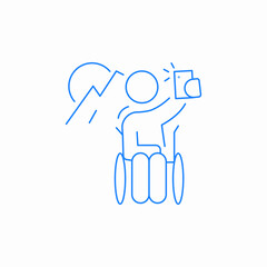 wheelchair impaired tourist selfie icon sign vector