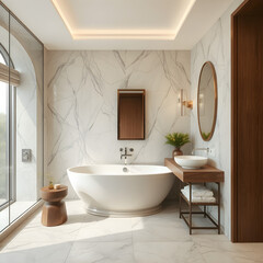 modern bathroom with white tiles