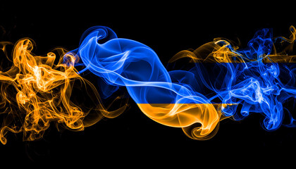 Flaming orange and blue smoke with high contrast and drama