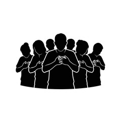 Mourners Beating Chests Icon: Traditional Mourning Practices Silhouette
