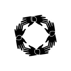 Obraz premium Global Friendship Unity Icon: Hands Joined From Different Directions