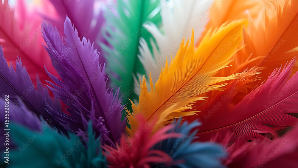 Aufkleber vibrant array of feathers showcases a mesmerizing burst of colors and textures