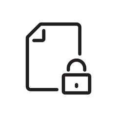 File lock, confidential document flat outline icon vector illustration. Isolated on transparent background. Editable stroke, pixel perfect