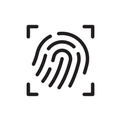 Fingerprint biometric, finger scan access flat outline icon vector illustration. Isolated on transparent background. Editable stroke, pixel perfect