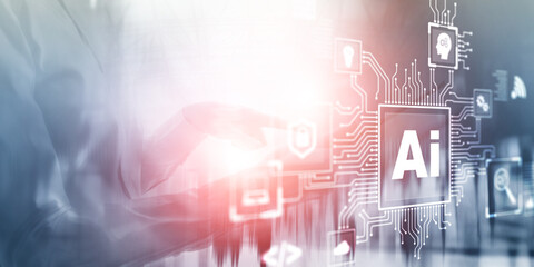 Obraz premium Artificial Intelligence Processor Concept. AI Big Data Array. Innovation concept 2025