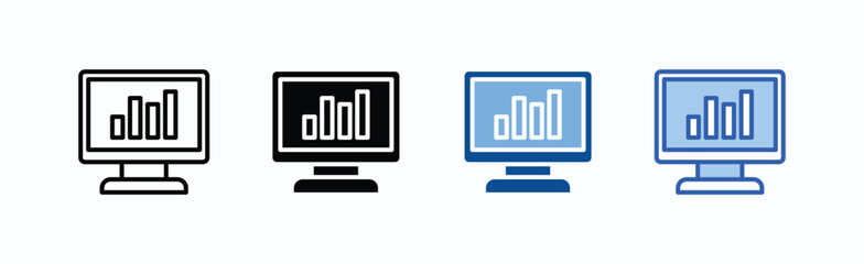 Monitor icon sheet multiple style collection isolated vector
