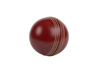 Traditional Red Cricket Ball on White Background