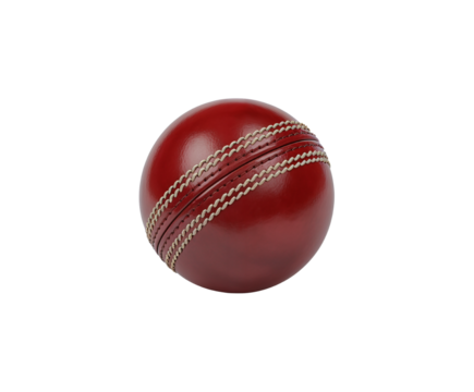 Glossy Red Cricket Ball on White Background