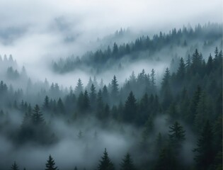 Misty mountain forest landscape photography