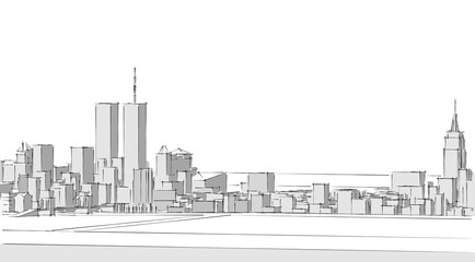 modern city architectural landscape sketch 3d illustration
