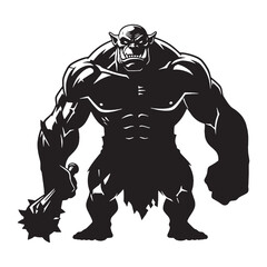 Mysterious Ogre Keeper of the Lair Silhouette with Hidden Depths and Silent Watch - ogre silhouette - ogre vector - silhouette of ogre - Ogre illustration
