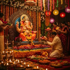 Fototapeta premium Colorful Ganesh Chaturthi Festival Celebration Photo