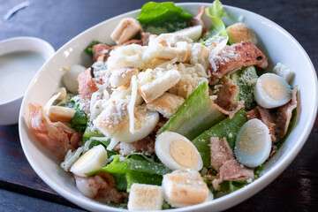 Caesar Salad with Eggs and Bacon