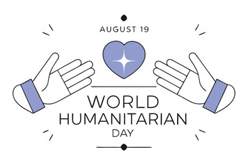 World humanitarian day august 19th greeting card design featuring relevant imagery and typography