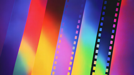Obraz premium retro film strip with rainbow spectrum gradient multicolor background abstract