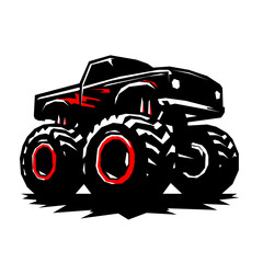 Monster truck with massive wheels, ready for action.