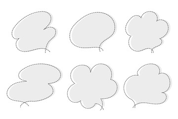 点線で作ったシンプルなかわいい吹き出しセット　グレー