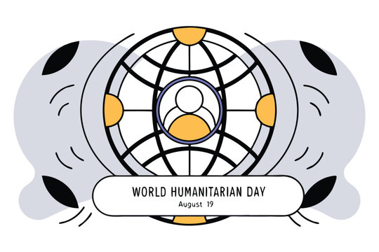 World humanitarian day august 19th card design featuring red cross symbol and relevant imagery