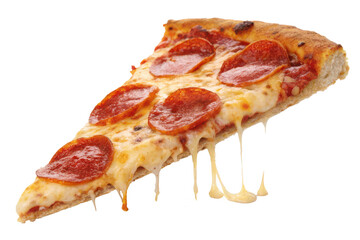 Delicious pepperoni pizza slice with melted cheese