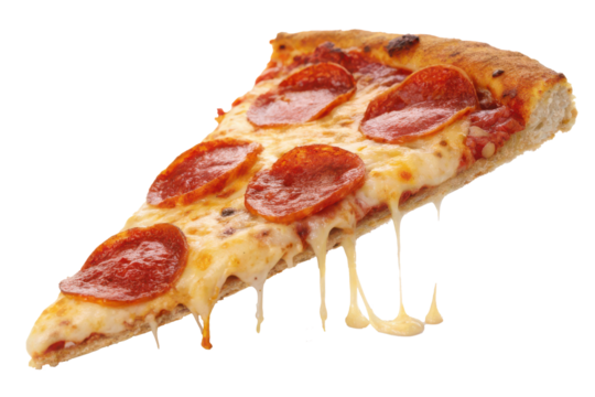 Delicious pepperoni pizza slice with melted cheese