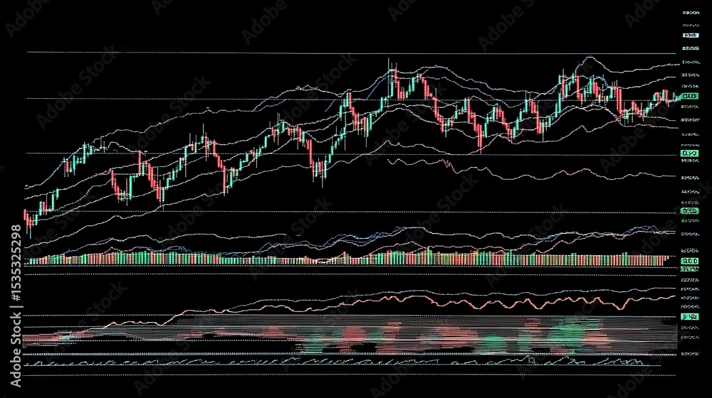 Poster complex financial chart with multiple indicators