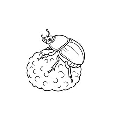 Beetle insect on a ball line art vector illustration for coloring book and design assets on transparent background