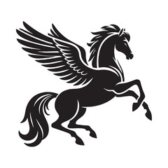 Primeval Pegasus Majestic Charger of Olympus Outline Vector with Symbolic Elements - pegasus silhouette - pegasus vector - silhouette of pegasus - mythical creature vector

