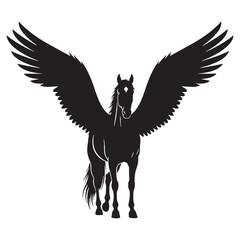 Classic Heavenly Pegasus Vector with Traditional Proportions and Mythological Accuracy - pegasus silhouette - pegasus vector - silhouette of pegasus - Pegasus illustration 