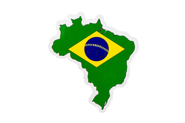 Brazil Flag in Country Shape