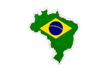 Brazil Flag in Country Shape