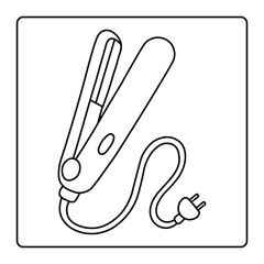 Hair Straightener with Power Cord – Beauty Tool Black and White Coloring Page