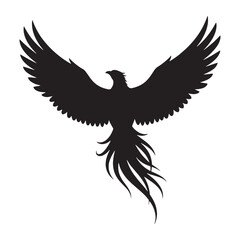 Classic Flame Phoenix Vector with Traditional Proportions and Mythological Accuracy - phoenix silhouette - phoenix vector - silhouette of phoenix - Phoenix illustration - mythical creature silhouette
