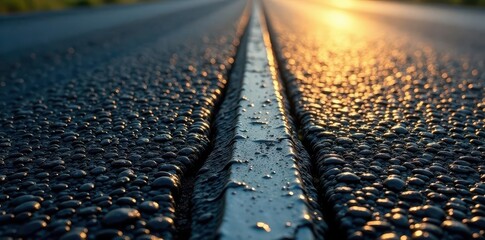 Deep black asphalt, fine cracks visible, sunlit, dark road, background, asphalt texture background
