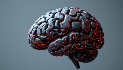3D human brain anatomy illustration, symbolizing intelligence and the mind, a medical concept design